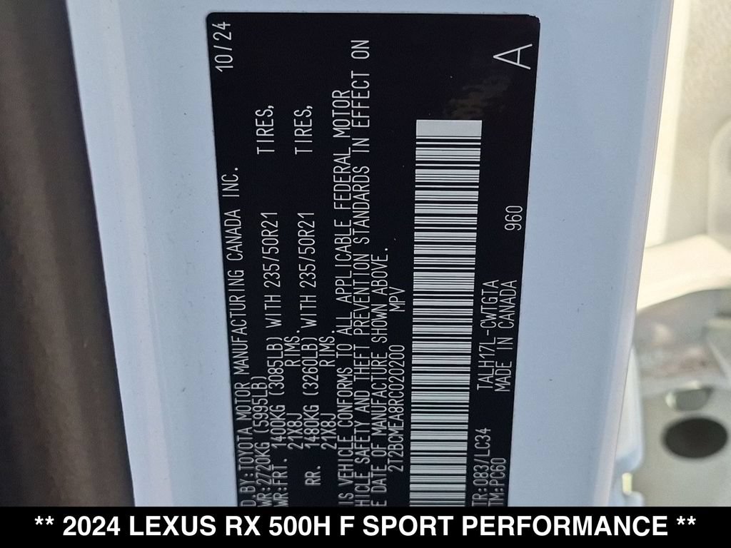 Used 2024 Lexus RX 500h F Sport w/ Accessory Package (K3) AWD/4WD image 28