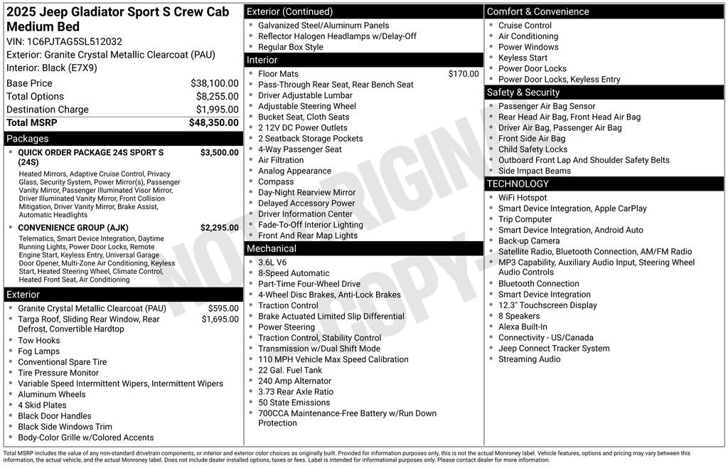 Used 2025 Jeep Gladiator Sport AWD/4WD image 6