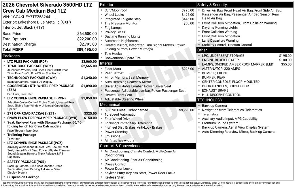 New 2026 Chevrolet Silverado 3500 LTZ w/ LTZ Plus Package AWD/4WD image 4