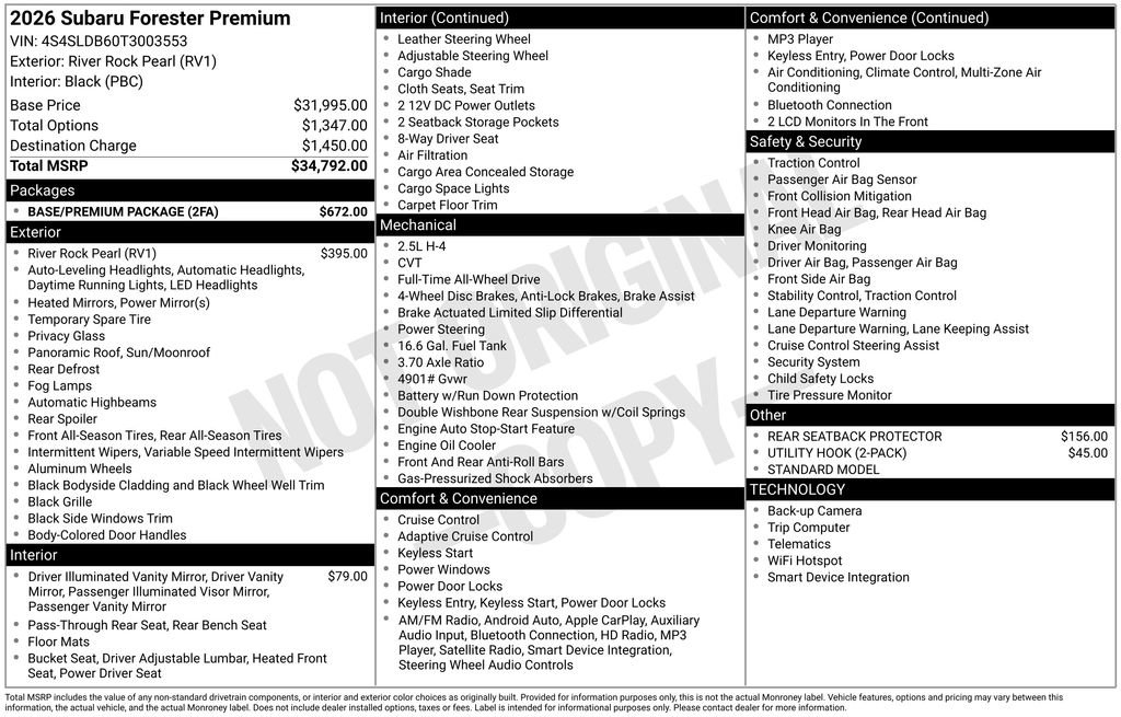 Used 2026 Subaru Forester Premium w/ Base/Premium Package image 32