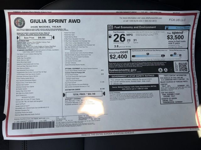 New 2026 Alfa Romeo Giulia AWD w/ Driving Assist Package image 49