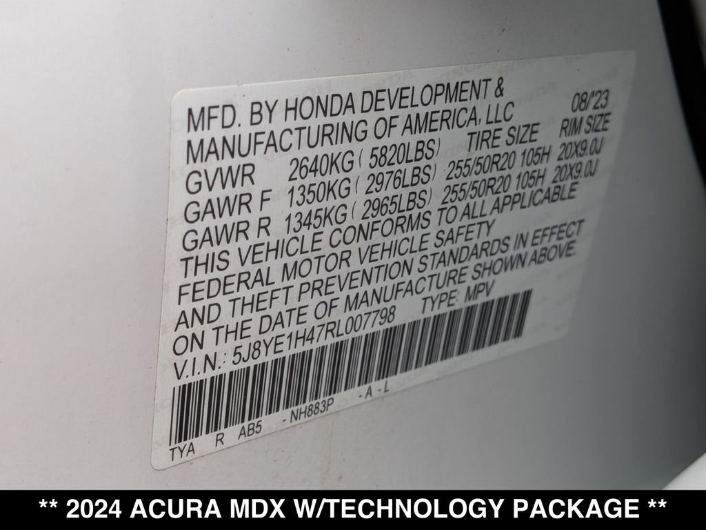Used 2024 Acura MDX SH-AWD w/ Technology Package image 32