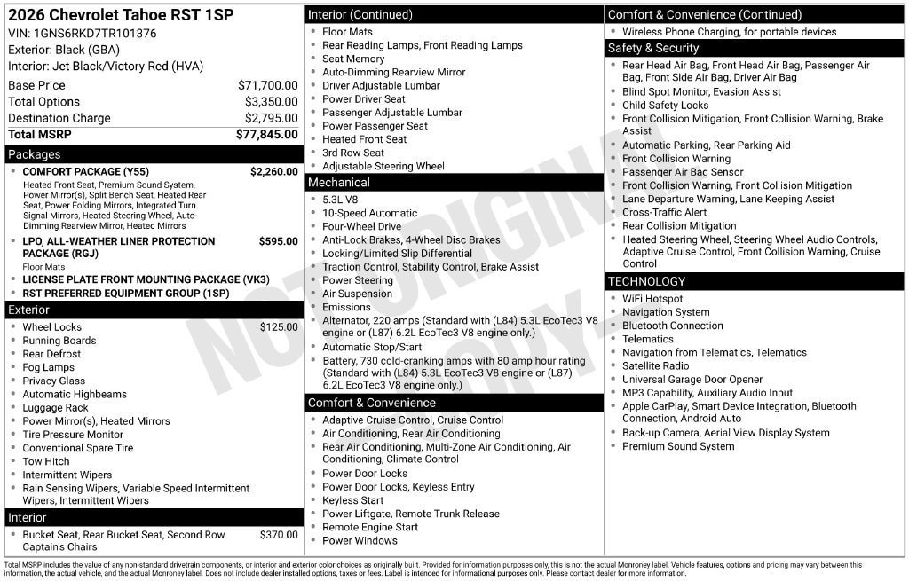 Used 2026 Chevrolet Tahoe RST w/ Comfort Package AWD/4WD image 2