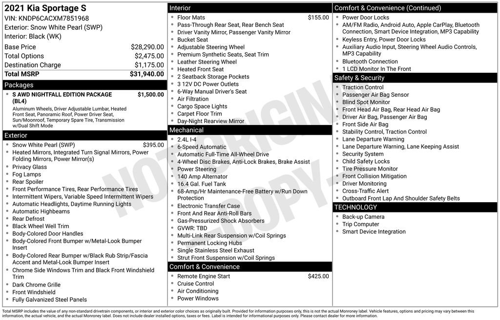 Certified 2021 Kia Sportage S AWD/4WD image 13