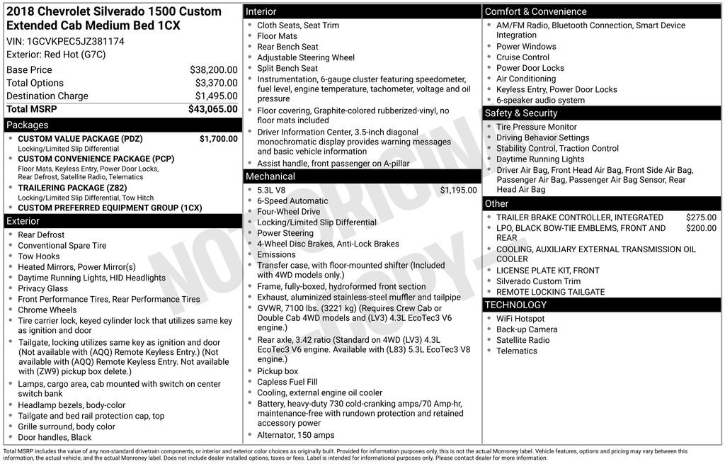 Used 2018 Chevrolet Silverado 1500 Custom w/ Custom Value Package image 17