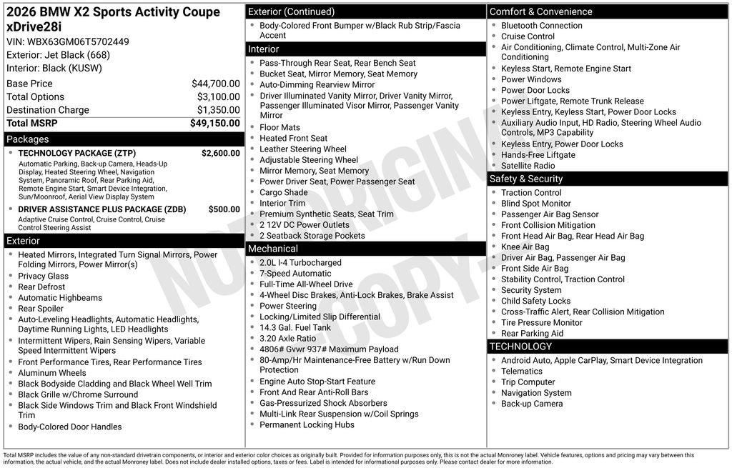 New 2026 BMW X2 xDrive28i w/ Technology Package AWD/4WD image 2