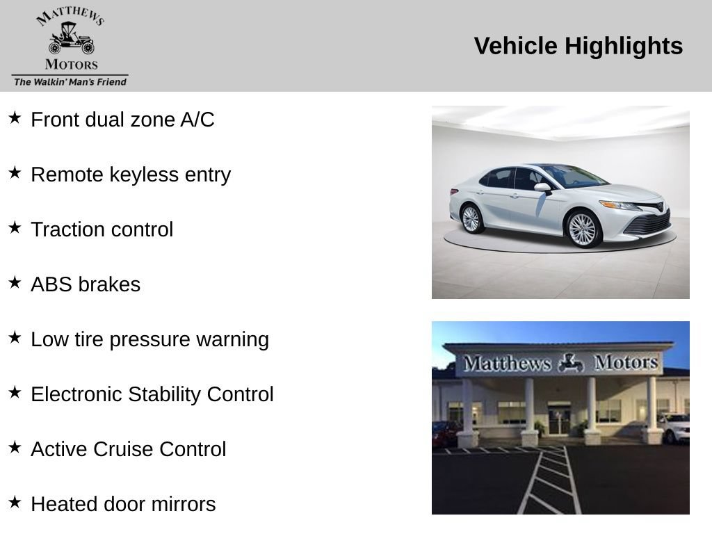 Used 2018 Toyota Camry XLE w/ Audio Package FWD image 14