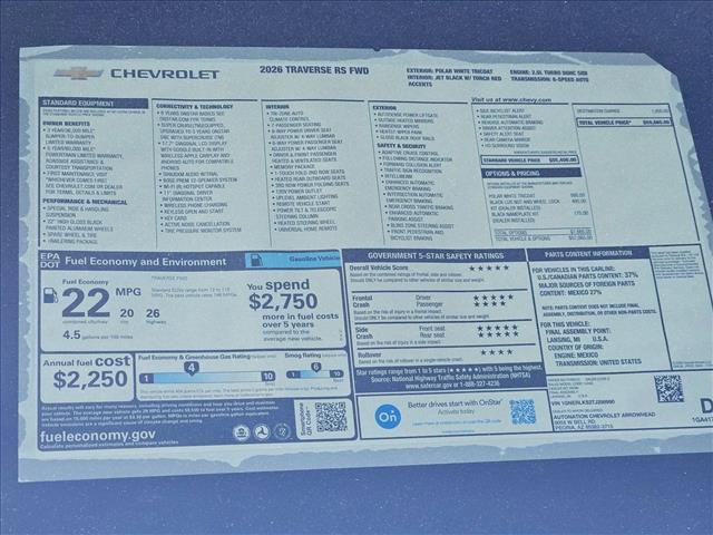 New 2026 Chevrolet Traverse RS image 18