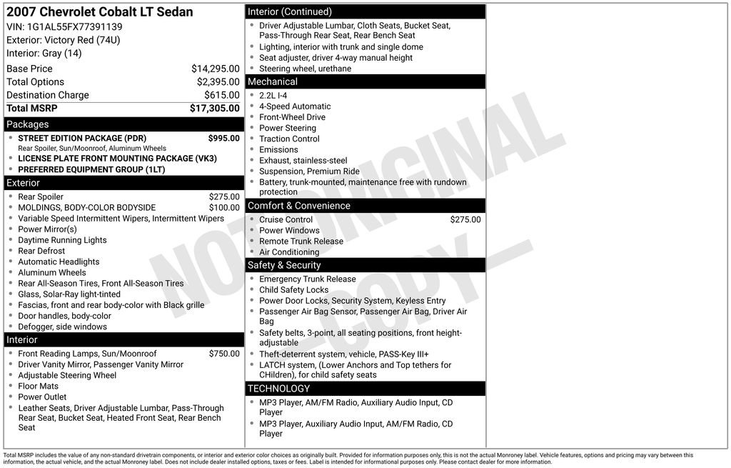 Used 2007 Chevrolet Cobalt LT w/ Street Edition Package FWD image 2