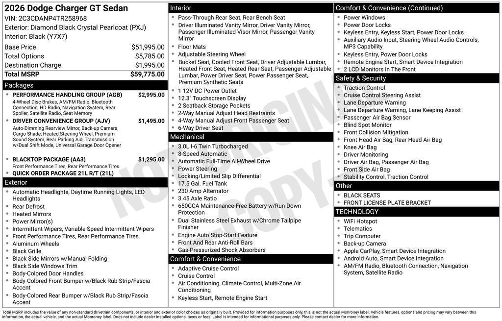 New 2026 Dodge Charger GT w/ Performance Handling Group AWD/4WD image 8