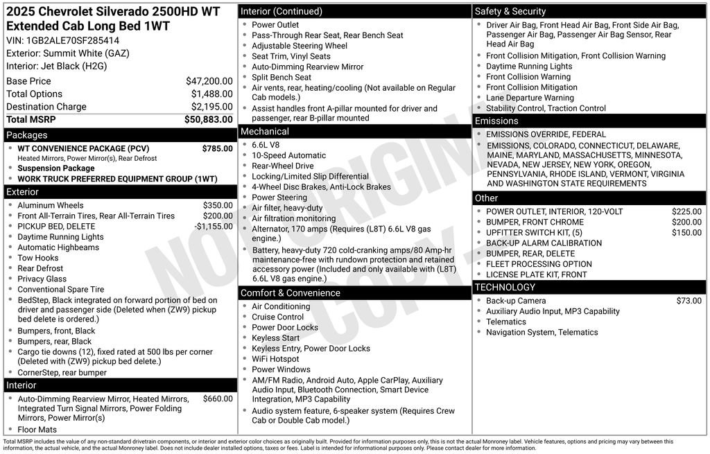 New 2025 Chevrolet Silverado 2500 W/T w/ WT Convenience Package image 34