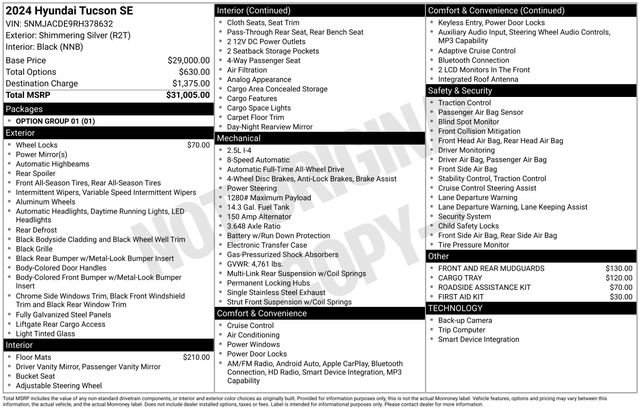 Certified 2024 Hyundai Tucson SE AWD/4WD image 33