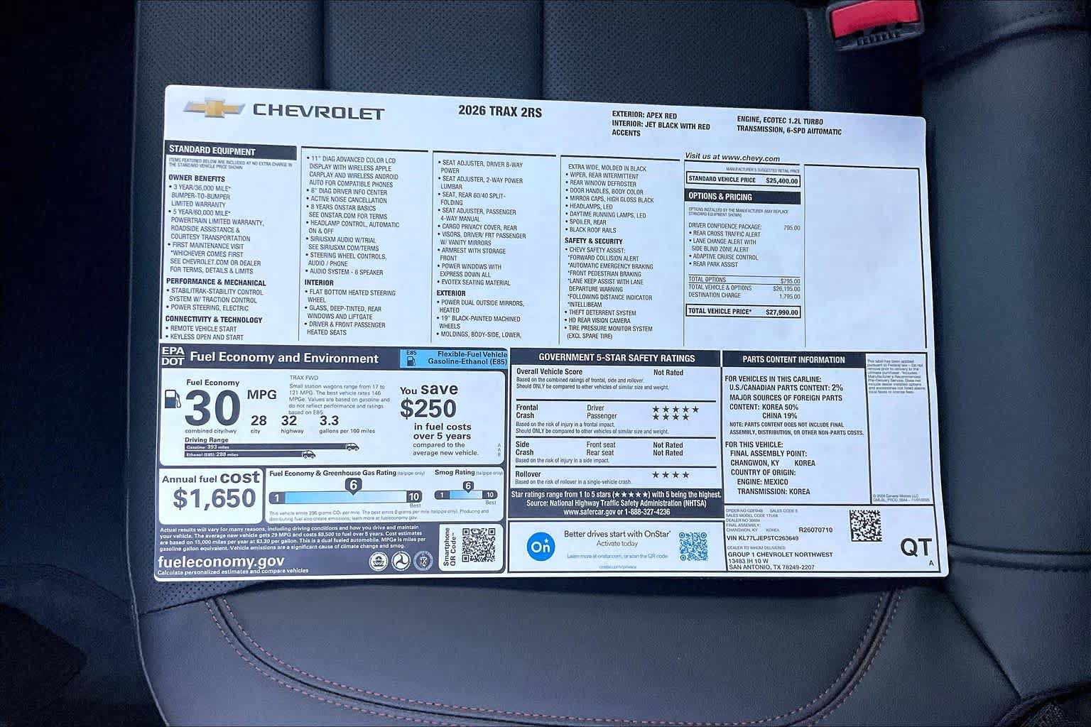 New 2026 Chevrolet Trax RS w/ Driver Confidence Package FWD image 20