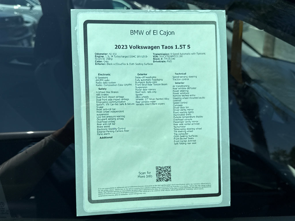 Used 2023 Volkswagen Taos S FWD image 10