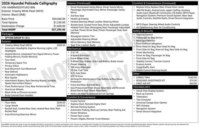 New 2026 Hyundai Palisade Calligraphy FWD image 35