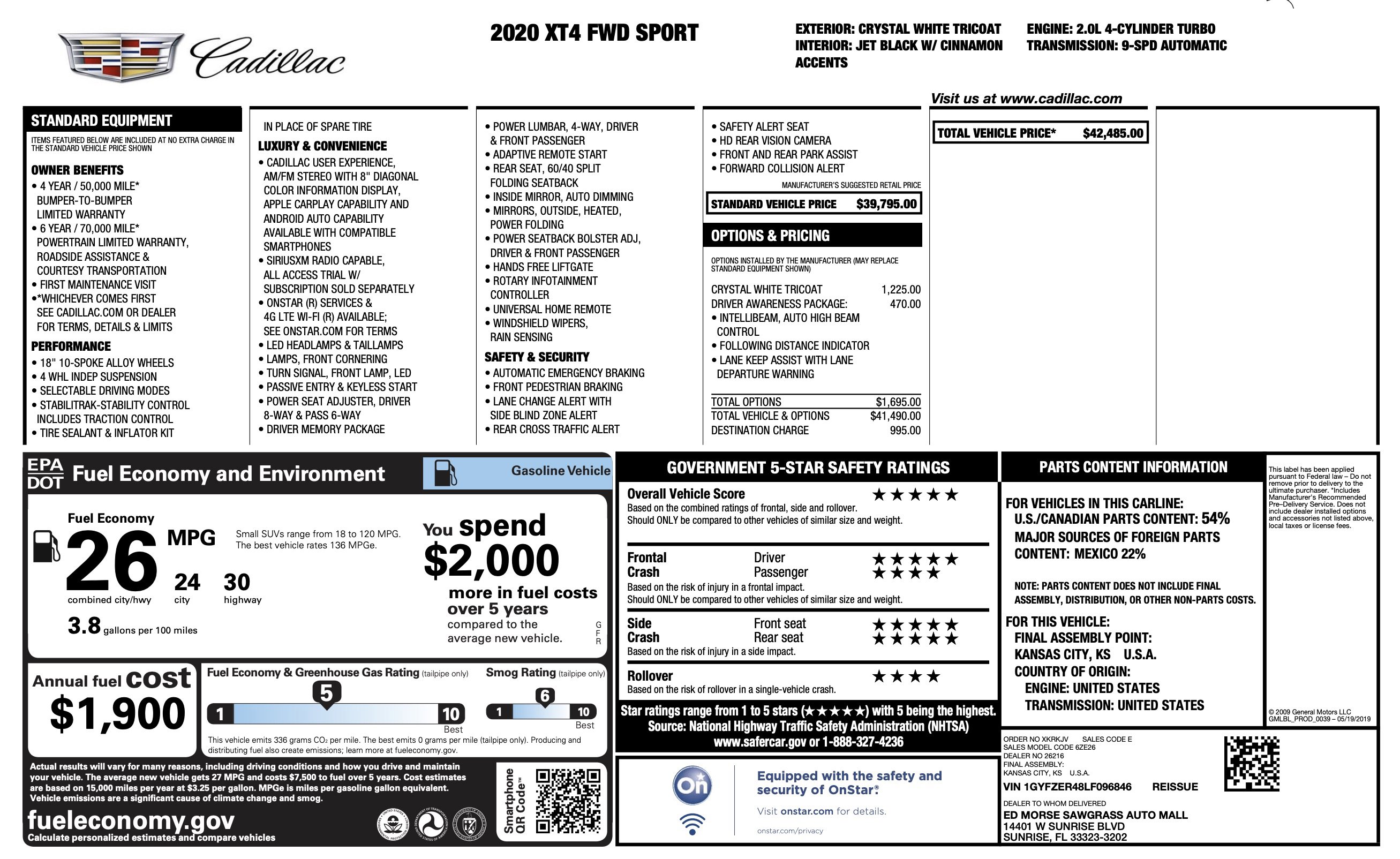 Used 2020 Cadillac XT4 Sport w/ Driver Awareness Package image 2