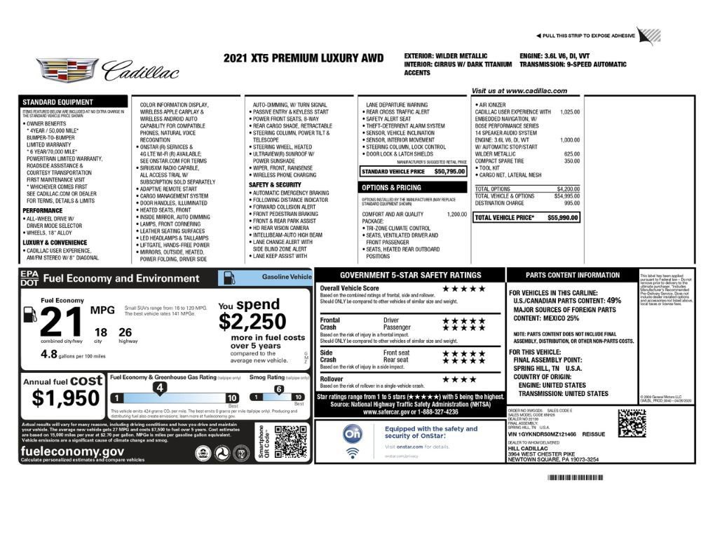 Used 2021 Cadillac XT5 Premium Luxury image 2