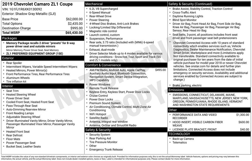 Used 2019 Chevrolet Camaro ZL1 image 22
