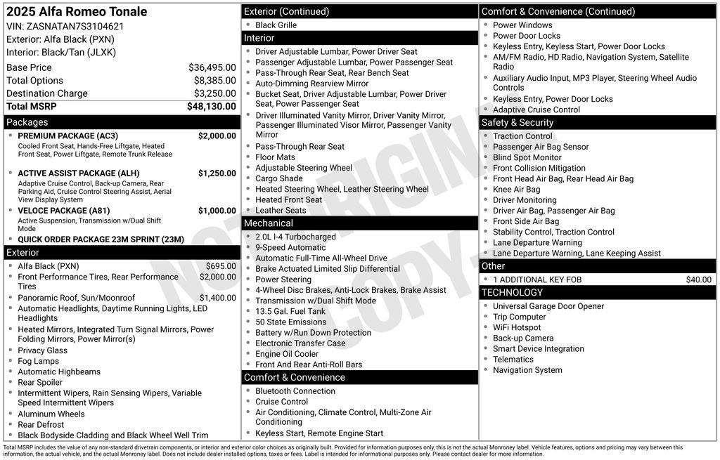 New 2025 Alfa Romeo Tonale w/ Premium Package image 2