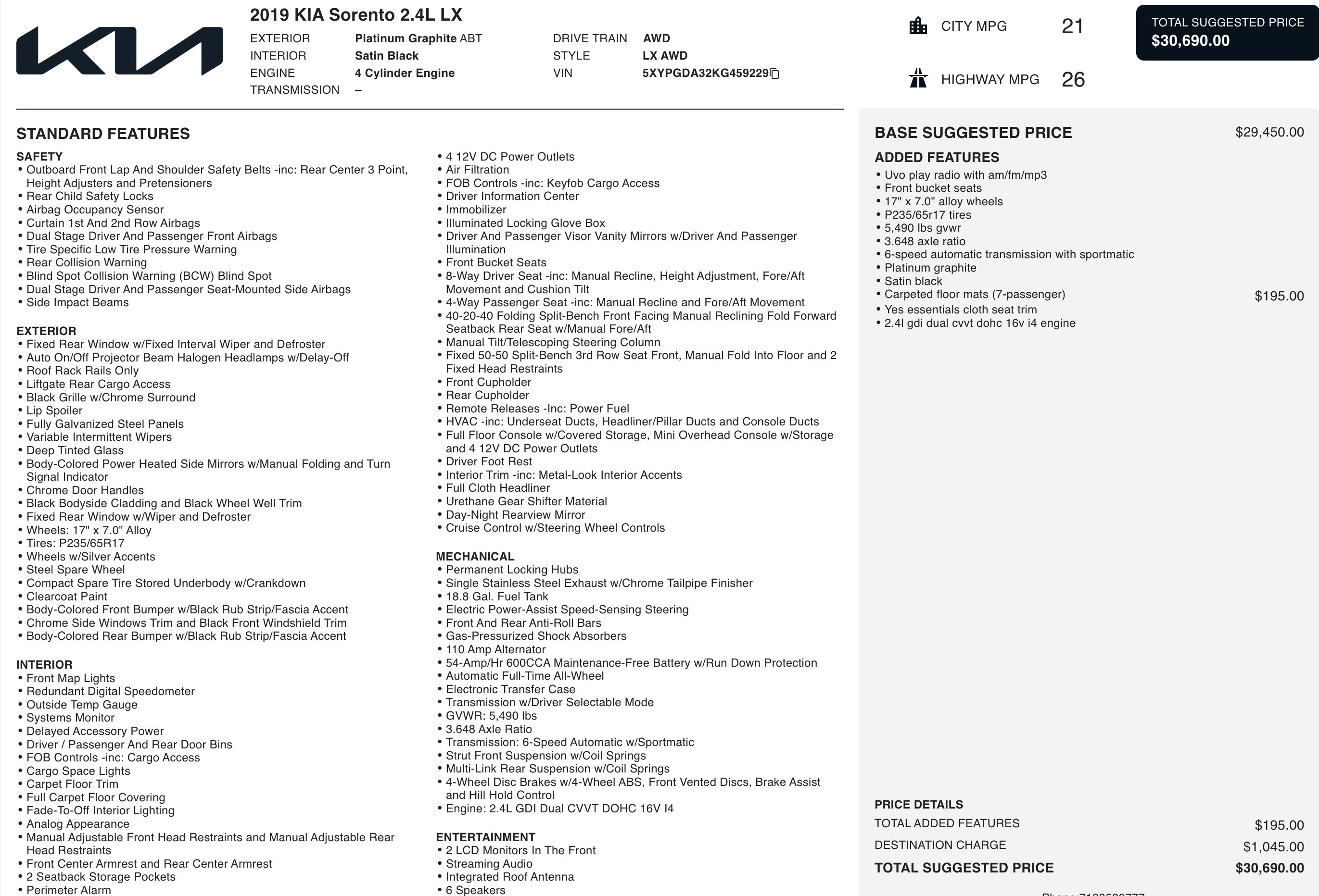 Used 2019 Kia Sorento LX image 2