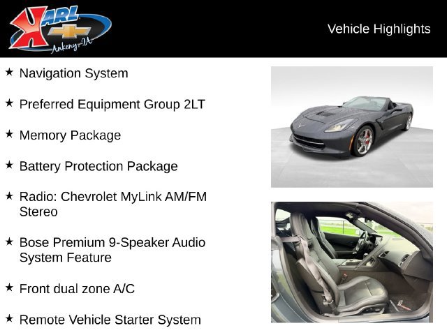 Used 2014 Chevrolet Corvette Stingray Convertible w/ 2LT Preferred Equipment Group RWD image 2