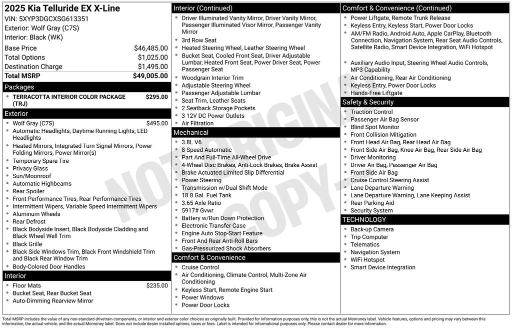 Certified 2025 Kia Telluride EX X-Line AWD/4WD image 57