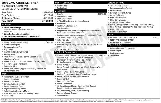 Used 2019 GMC Acadia SLT FWD image 27