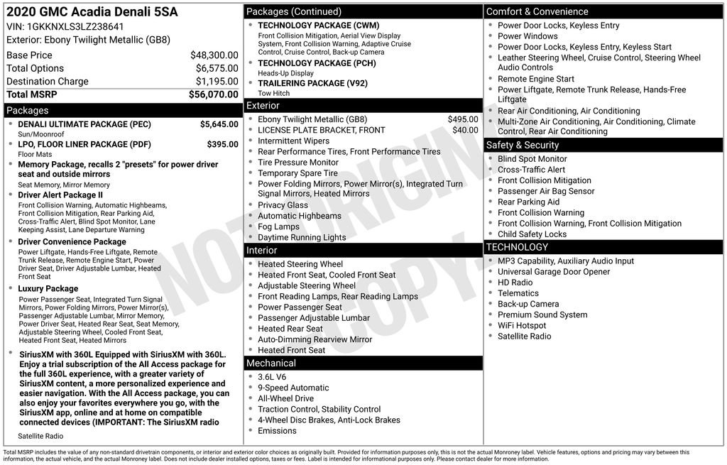 Certified 2020 GMC Acadia Denali w/ Denali Ultimate Package AWD/4WD image 2