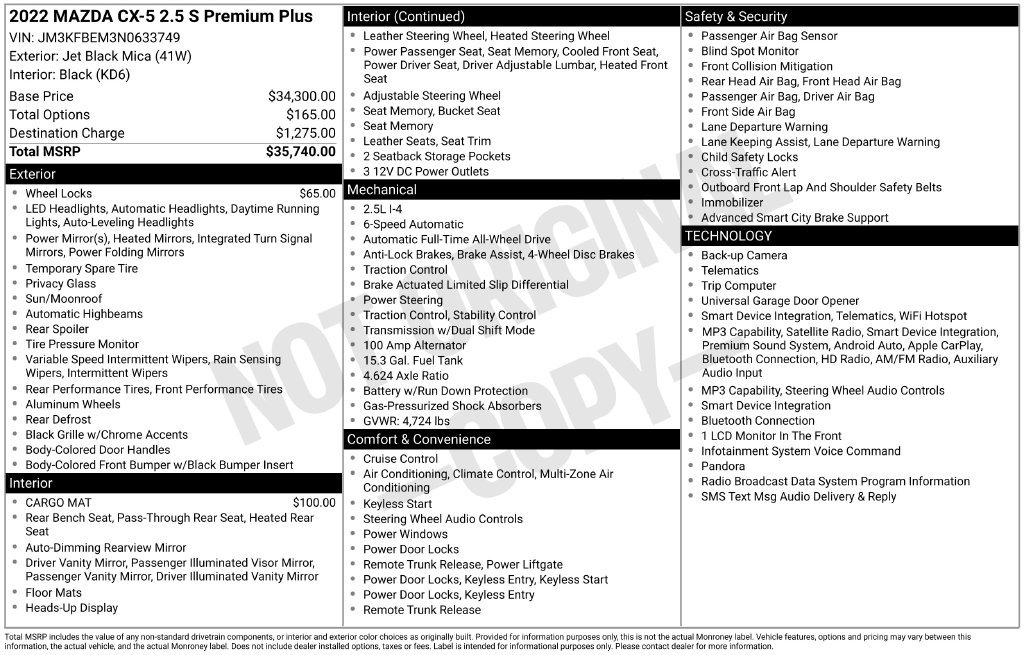 Used 2022 MAZDA CX-5 AWD 2.5 S w/ Premium Plus Pkg image 49