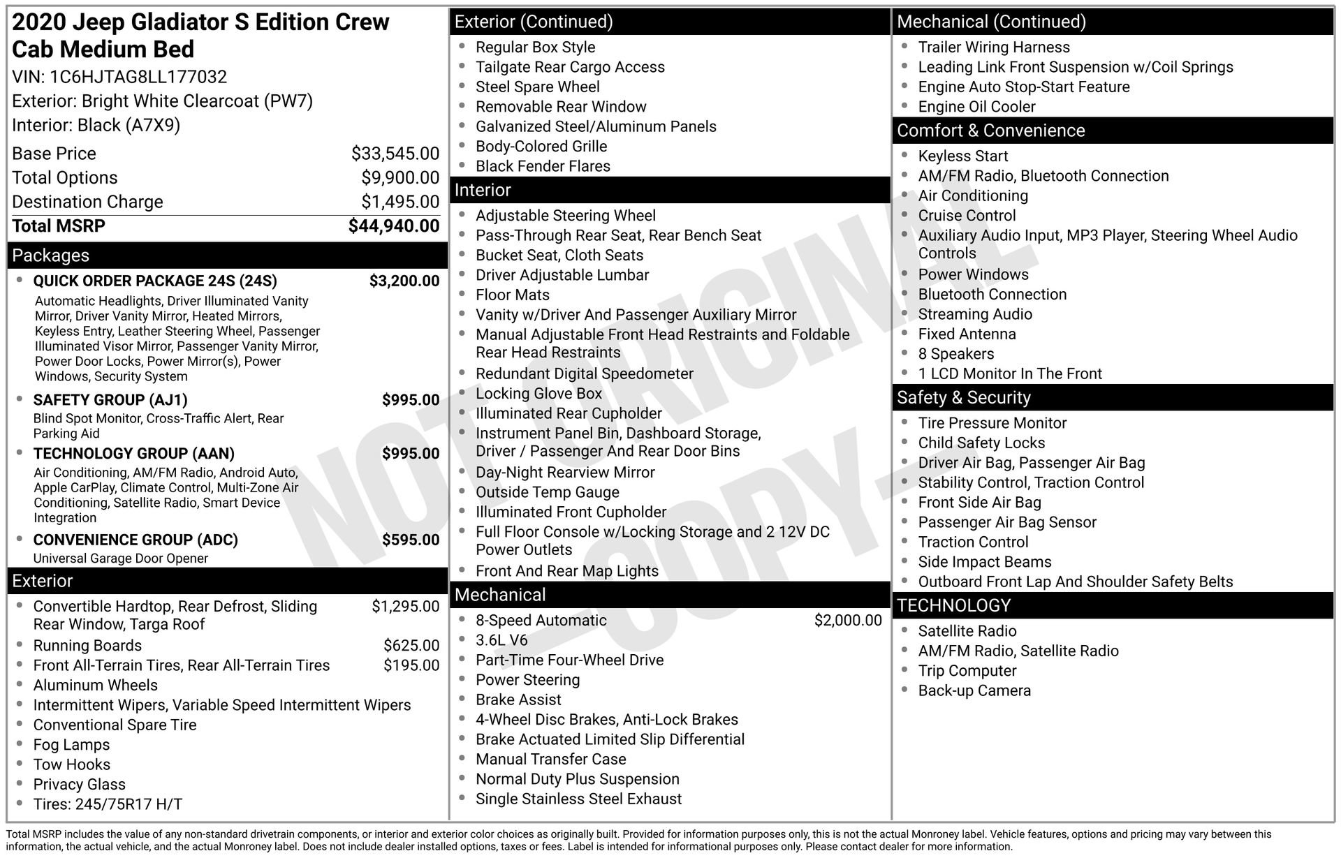 Used 2020 Jeep Gladiator Sport w/ Quick Order Package 24S image 44