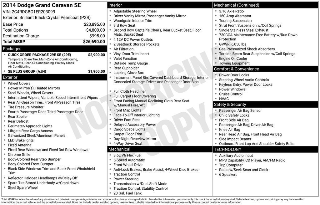 Used 2014 Dodge Grand Caravan SE w/ Quick Order Package 29E SE FWD image 32