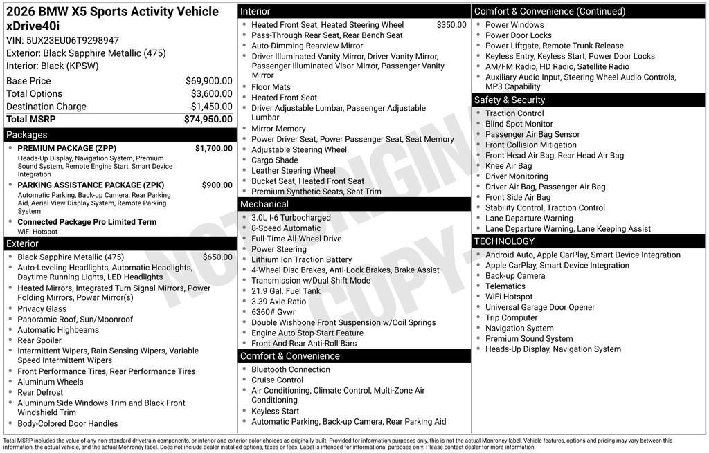 New 2026 BMW X5 xDrive40i w/ Premium Package image 2