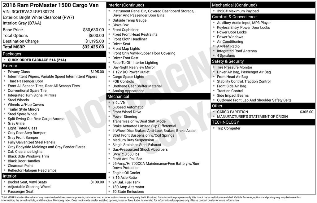 Used 2016 RAM ProMaster 1500 image 15