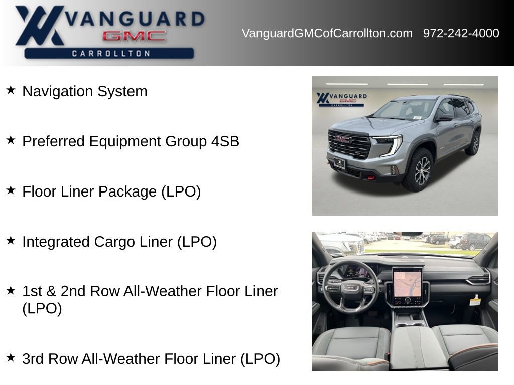 New 2026 GMC Acadia AT4 w/ LPO, Floor Liner Package image 6