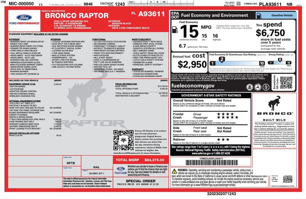Used 2023 Ford Bronco Raptor AWD/4WD image 2