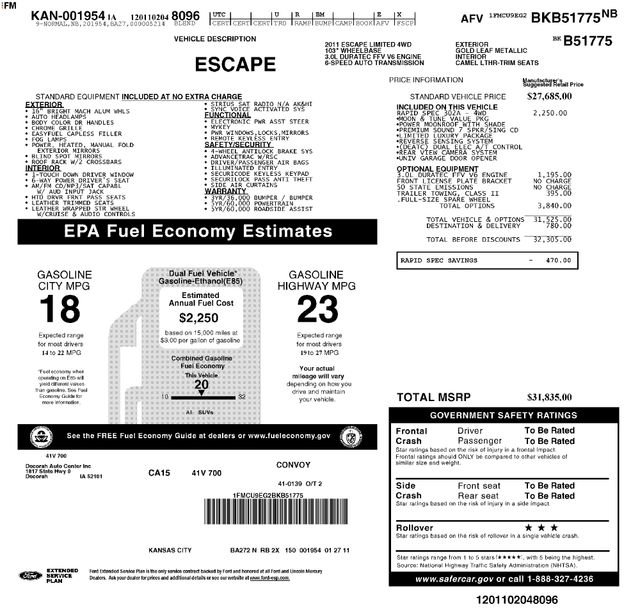 Used 2011 Ford Escape Limited w/ 302A Rapid Spec Order Code AWD/4WD video 2