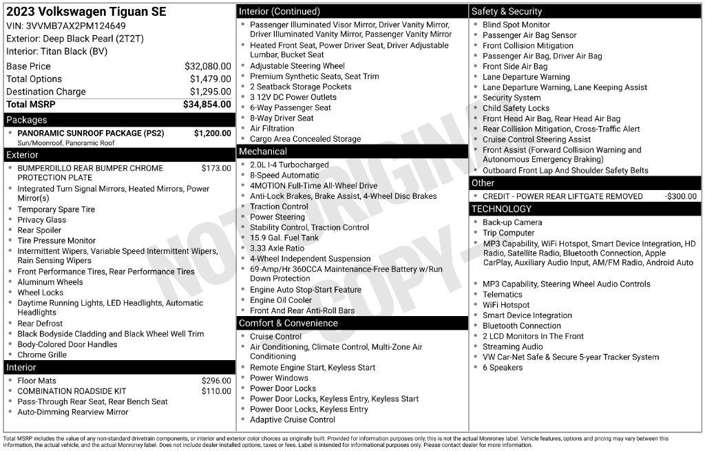 Used 2023 Volkswagen Tiguan SE w/ Panoramic Sunroof Package AWD/4WD image 1