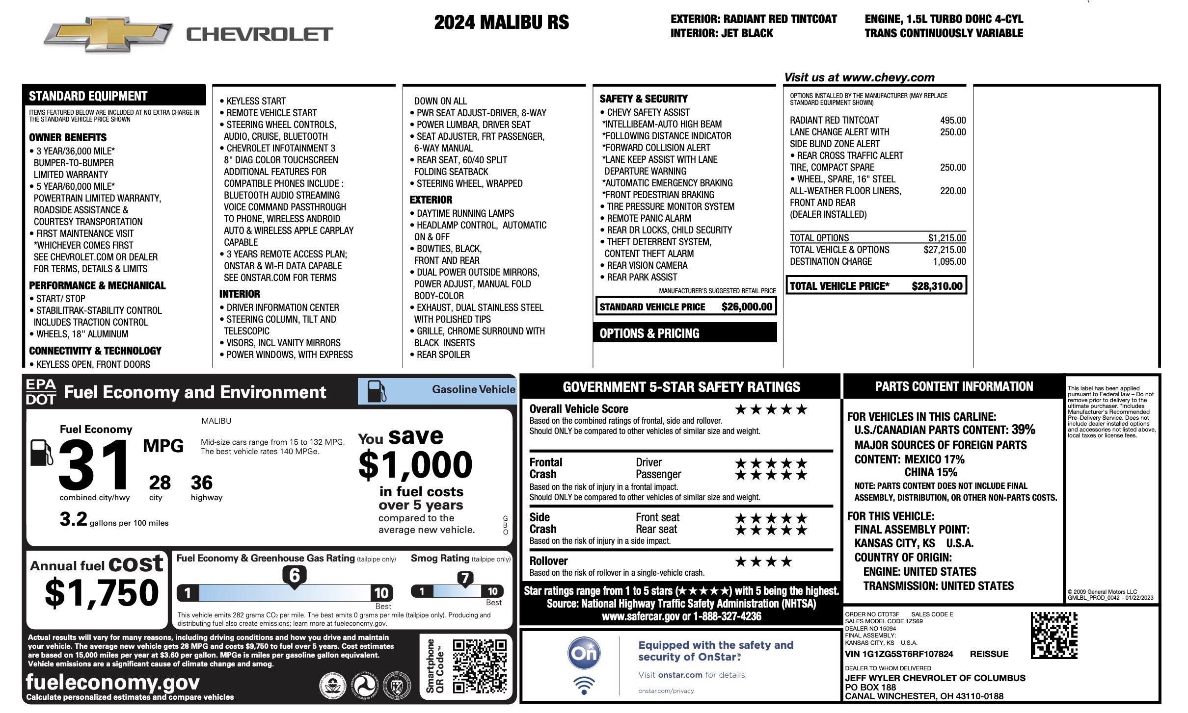 Used 2024 Chevrolet Malibu RS FWD image 5