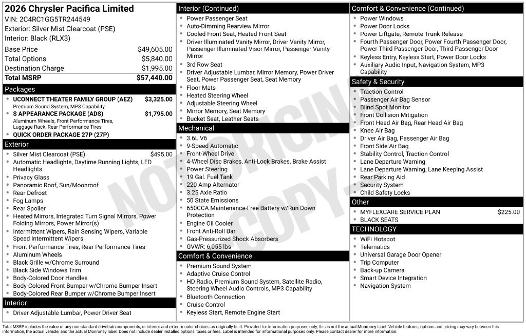 New 2026 Chrysler Pacifica Limited w/ Uconnect Theater Family Group FWD image 7
