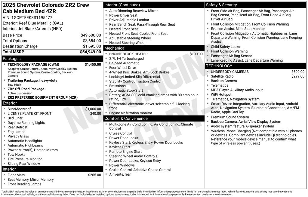 Used 2025 Chevrolet Colorado ZR2 w/ Technology Package AWD/4WD image 8