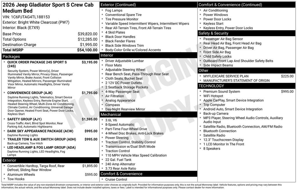 New 2026 Jeep Gladiator Sport AWD/4WD image 36