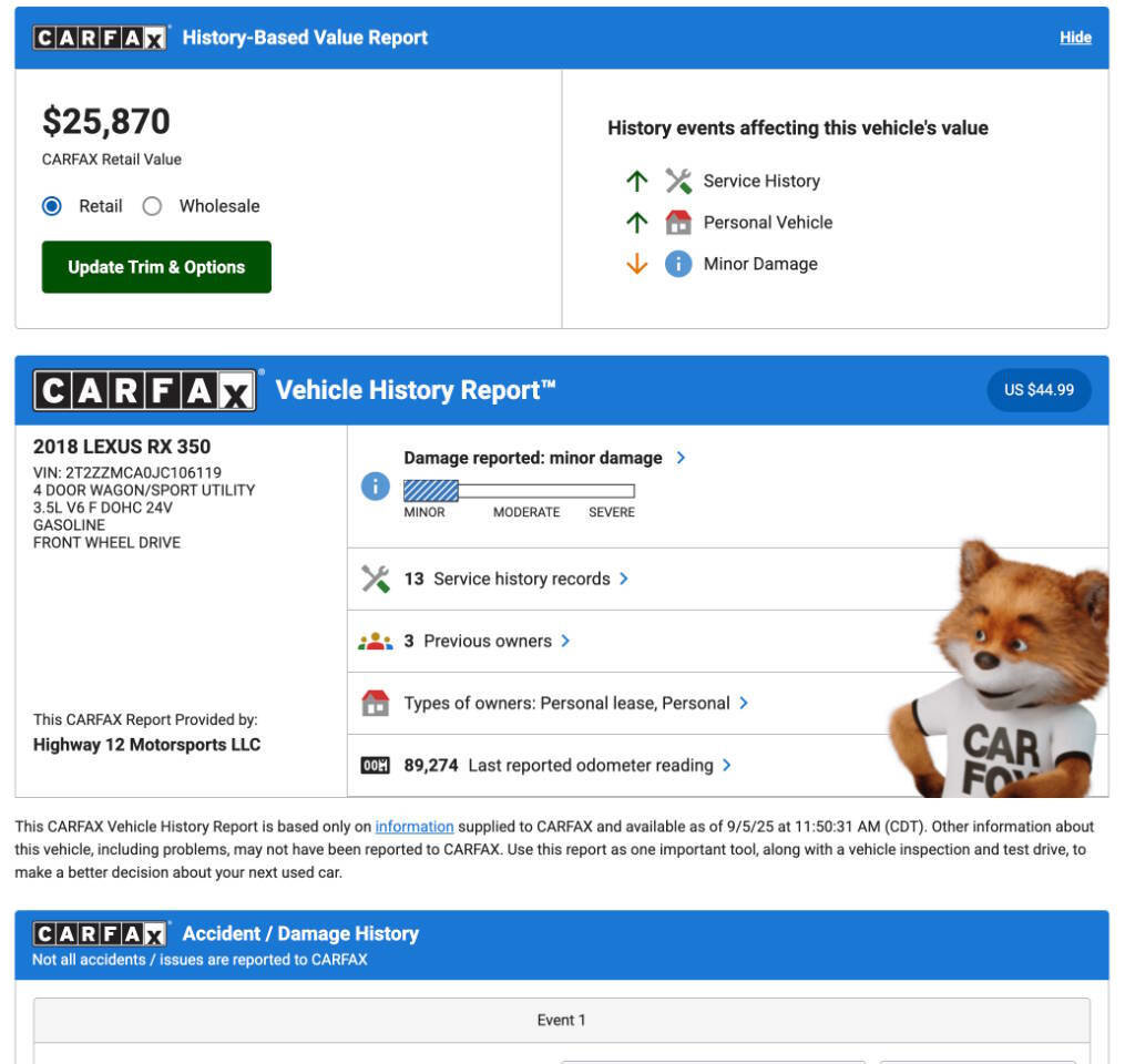 Used 2018 Lexus RX 350 FWD w/ Accessory Package image 3