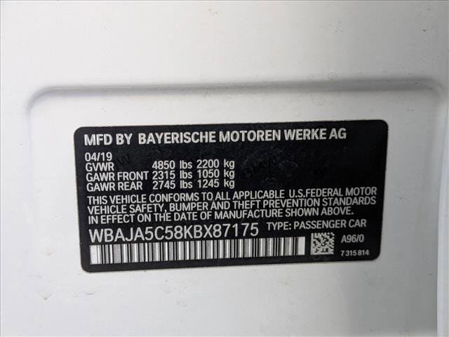 Used 2019 BMW 530i w/ Convenience Package RWD image 15