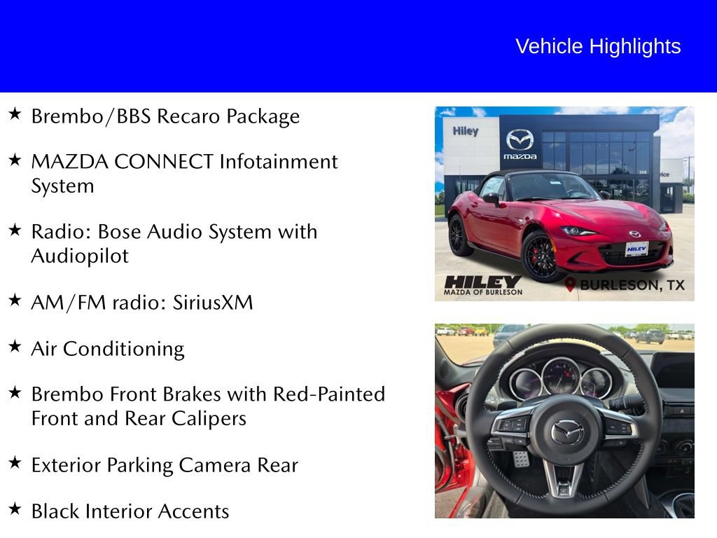 New 2026 MAZDA MX-5 Miata Club w/ Brembo/BBS Recaro Package RWD image 9