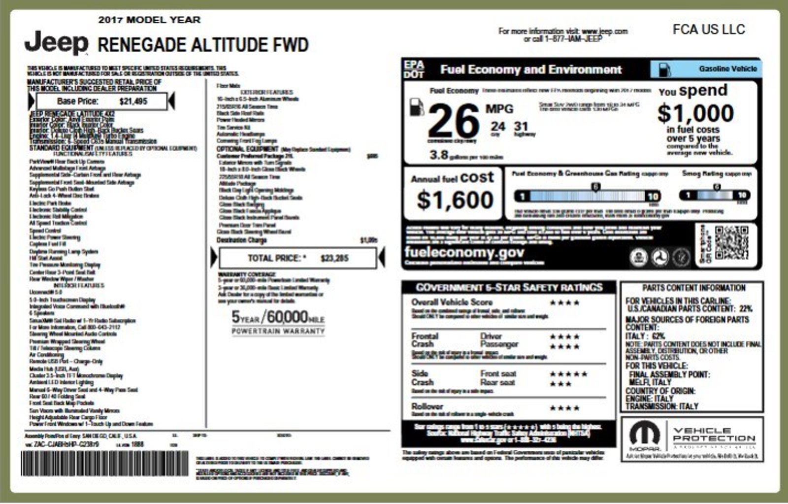 Used 2017 Jeep Renegade Altitude FWD image 3