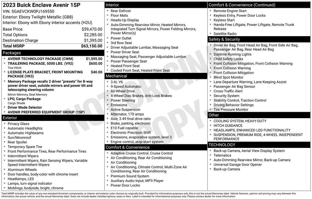 Used 2023 Buick Enclave Avenir w/ Avenir Technology Package AWD/4WD image 49