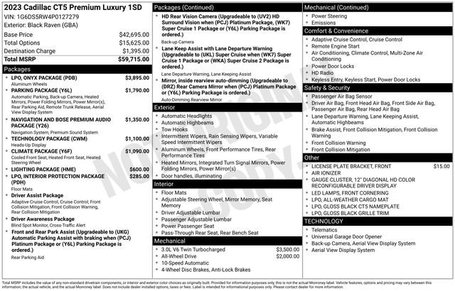 Used 2023 Cadillac CT5 Premium Luxury w/ LPO, ONYX Package image 29