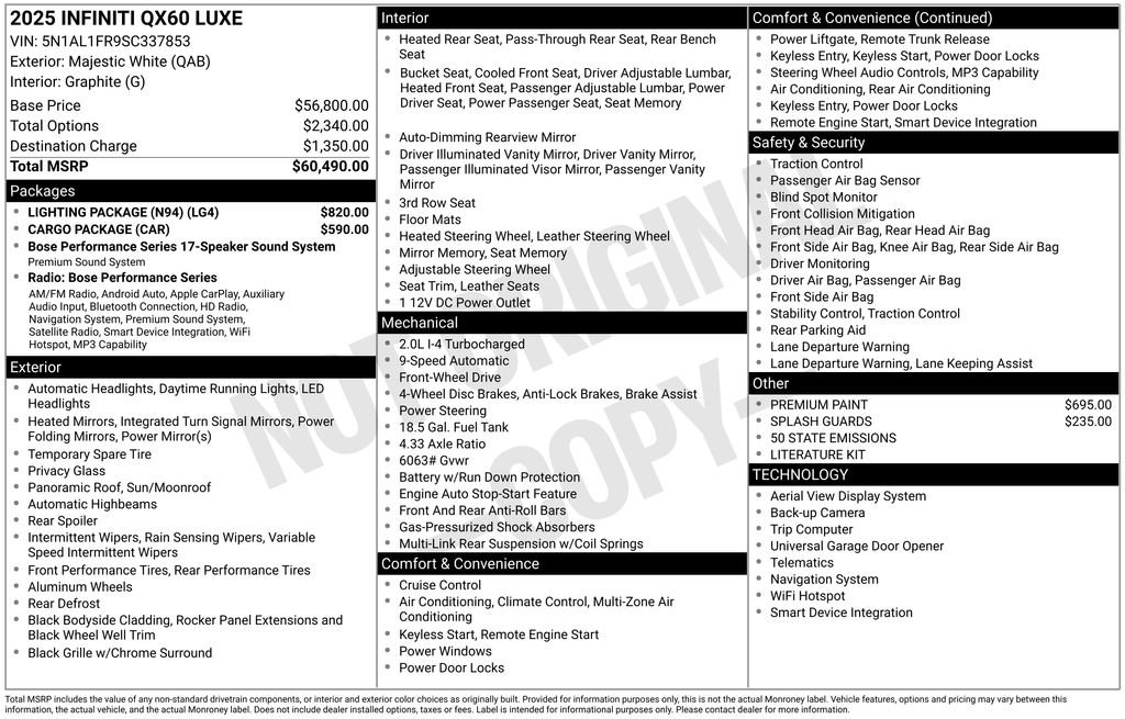 Used 2025 INFINITI QX60 Luxe w/ Lighting Package (N94) image 4