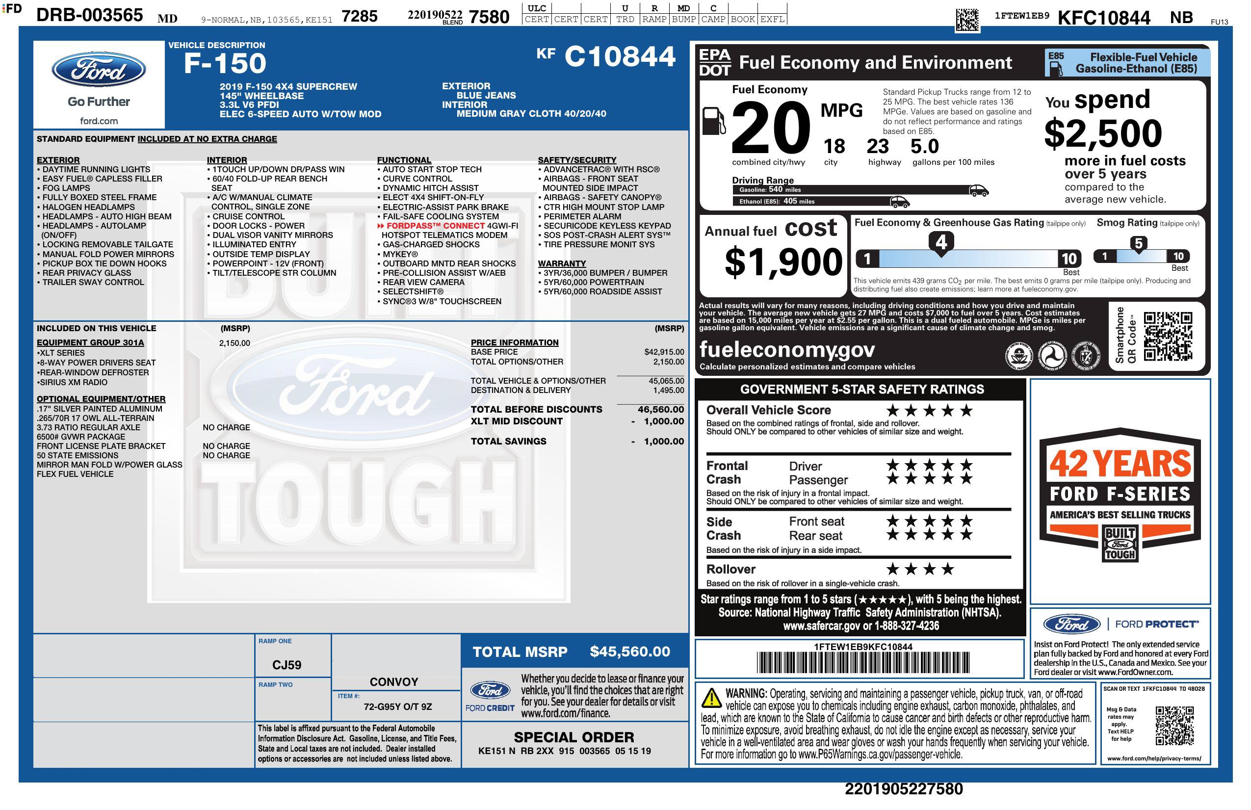 Used 2019 Ford F150 XLT w/ Equipment Group 301A Mid AWD/4WD image 3