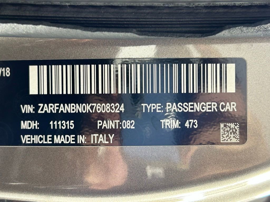 Used 2019 Alfa Romeo Giulia Ti Sport w/ Quick Order Package 22S Sport image 35